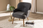 Baxton Studio Linnea Mid-Century Modern Grey Fabric Upholstered Walnut Finished Wood Lounge Chair