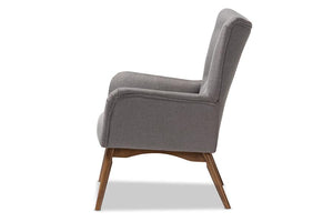 Baxton Studio Waldmann Mid-Century Modern Grey Fabric Upholstered Lounge Chair