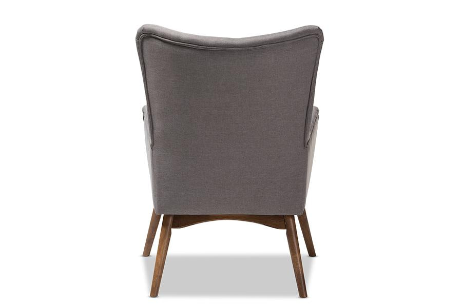 Baxton Studio Waldmann Mid-Century Modern Grey Fabric Upholstered Lounge Chair