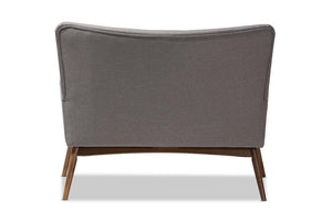 Baxton Studio Waldmann Mid-Century Modern Grey Fabric Upholstered Loveseat