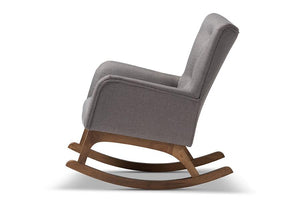 Baxton Studio Waldmann Mid-Century Modern Grey Fabric Upholstered Rocking Chair