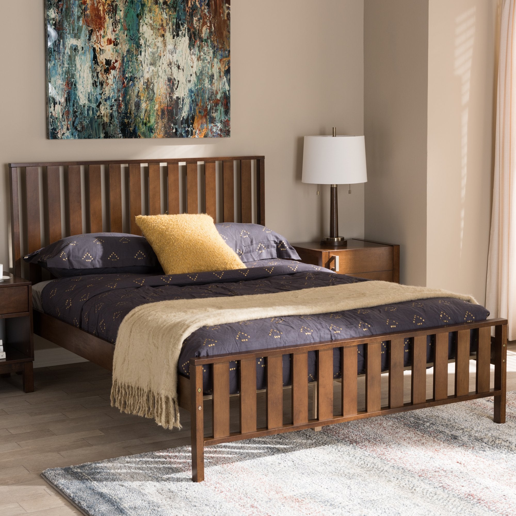 Baxton Studio Harlan Modern Classic Mission Style Brown-Finished Wood Full Platform Bed