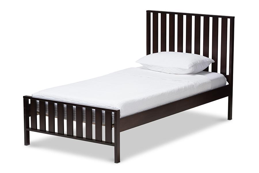 Baxton Studio Harlan Modern Classic Mission Style Dark Brown-Finished Wood Twin Platform Bed