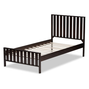 Baxton Studio Harlan Modern Classic Mission Style Dark Brown-Finished Wood Twin Platform Bed