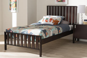 Baxton Studio Harlan Modern Classic Mission Style Dark Brown-Finished Wood Twin Platform Bed