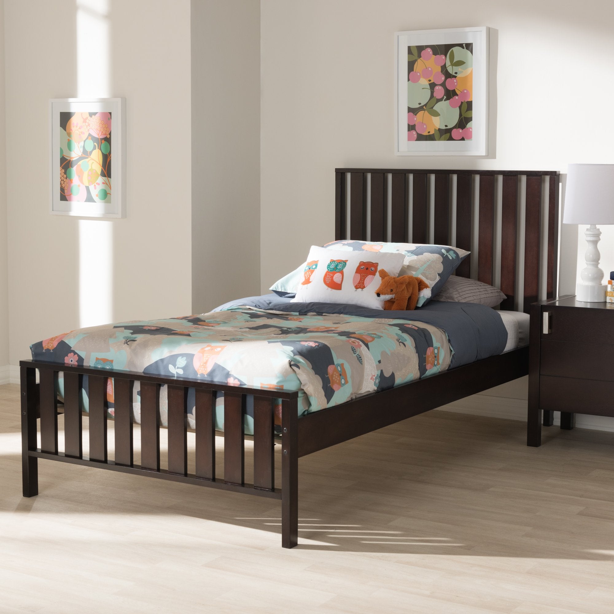 Baxton Studio Harlan Modern Classic Mission Style Dark Brown-Finished Wood Twin Platform Bed