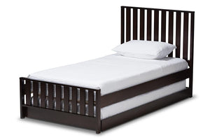 Baxton Studio Harlan Modern Classic Mission Style Dark Brown-Finished Wood Twin Platform Bed with Trundle