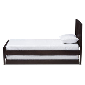 Baxton Studio Harlan Modern Classic Mission Style Dark Brown-Finished Wood Twin Platform Bed with Trundle