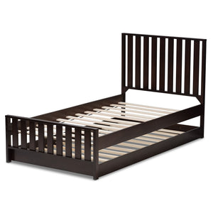 Baxton Studio Harlan Modern Classic Mission Style Dark Brown-Finished Wood Twin Platform Bed with Trundle