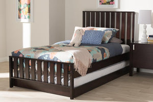 Baxton Studio Harlan Modern Classic Mission Style Dark Brown-Finished Wood Twin Platform Bed with Trundle