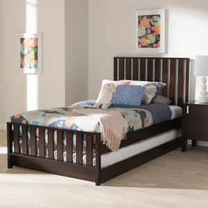 Baxton Studio Harlan Modern Classic Mission Style Dark Brown-Finished Wood Twin Platform Bed with Trundle