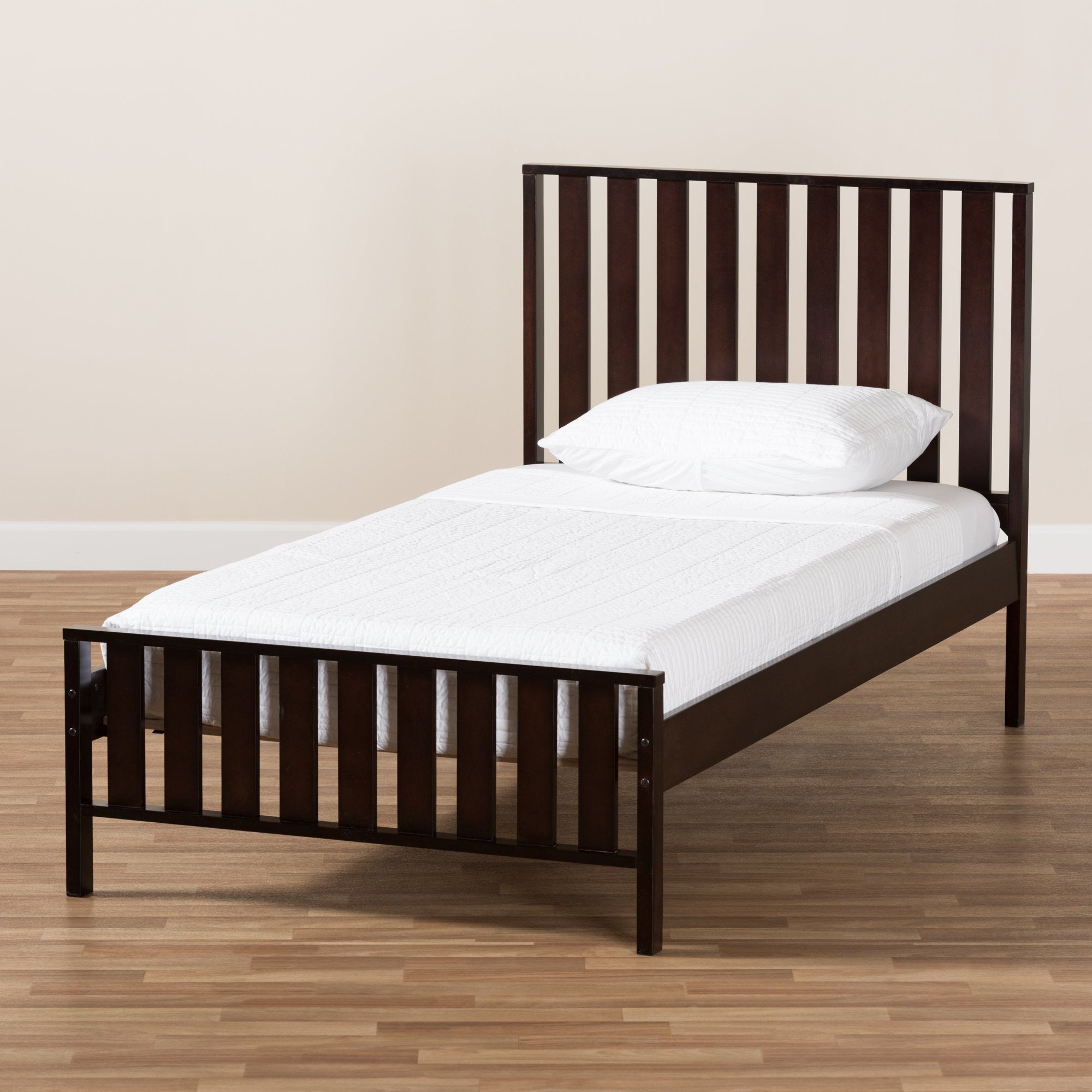 Baxton Studio Harlan Modern Classic Mission Style Dark Brown-Finished Wood Twin Platform Bed