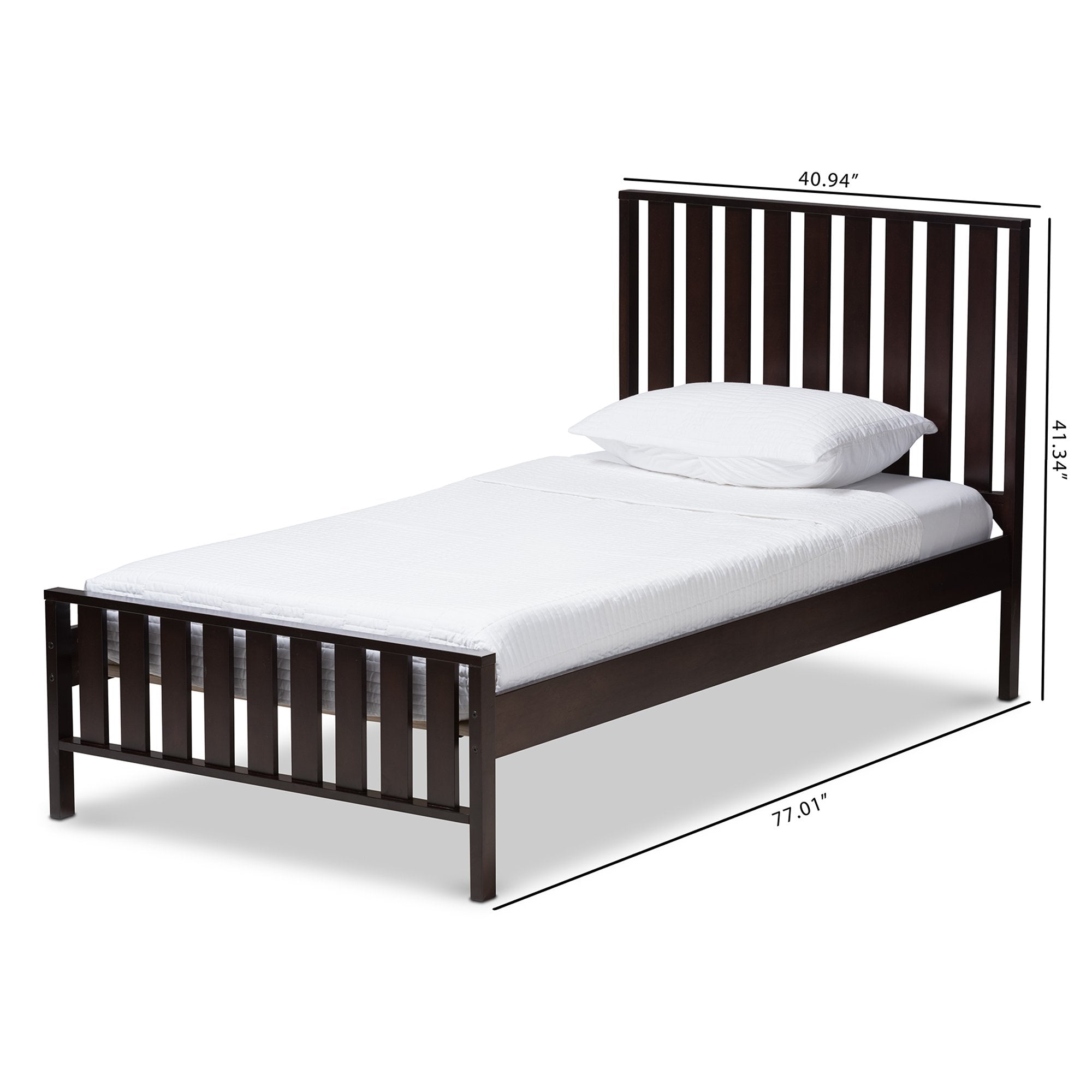 Baxton Studio Harlan Modern Classic Mission Style Dark Brown-Finished Wood Twin Platform Bed