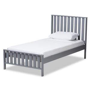 Baxton Studio Harlan Modern Classic Mission Style Grey-Finished Wood Twin Platform Bed