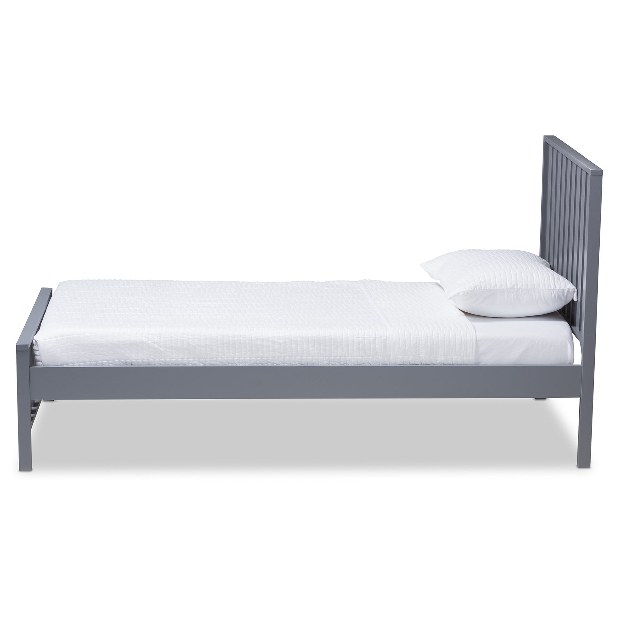 Baxton Studio Harlan Modern Classic Mission Style Grey-Finished Wood Twin Platform Bed