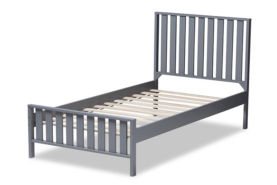 Baxton Studio Harlan Modern Classic Mission Style Grey-Finished Wood Twin Platform Bed