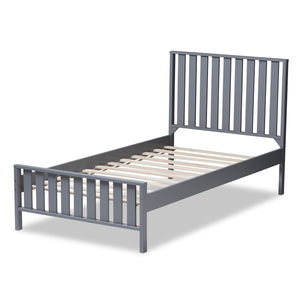 Baxton Studio Harlan Modern Classic Mission Style Grey-Finished Wood Twin Platform Bed