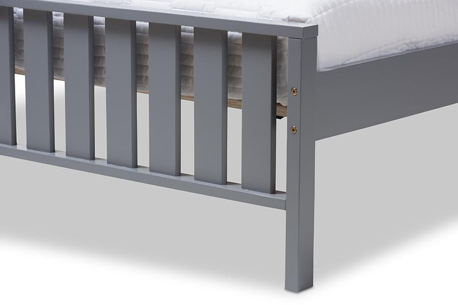 Baxton Studio Harlan Modern Classic Mission Style Grey-Finished Wood Twin Platform Bed