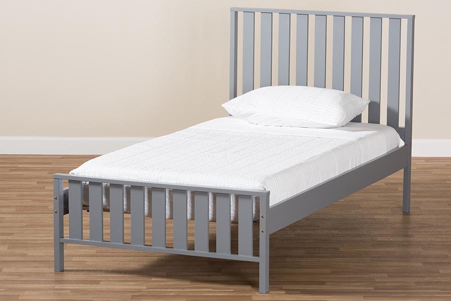 Baxton Studio Harlan Modern Classic Mission Style Grey-Finished Wood Twin Platform Bed