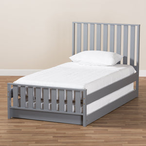 Baxton Studio Harlan Modern Classic Mission Style Grey-Finished Wood Twin Platform Bed with Trundle