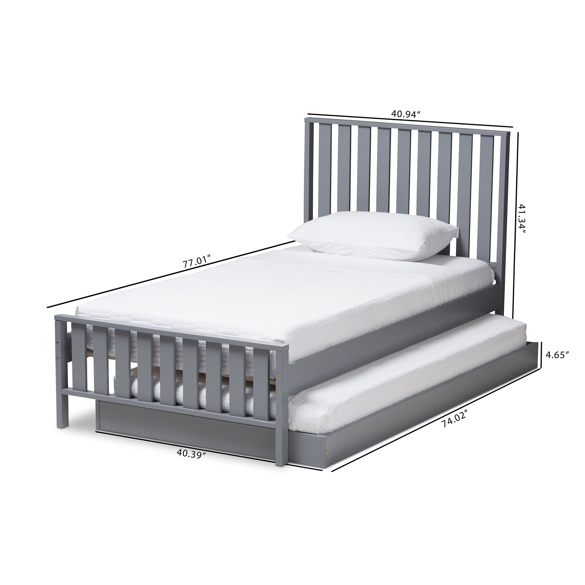 Baxton Studio Harlan Modern Classic Mission Style Grey-Finished Wood Twin Platform Bed with Trundle