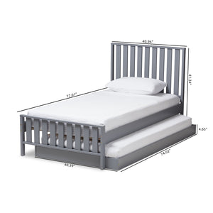 Baxton Studio Harlan Modern Classic Mission Style Grey-Finished Wood Twin Platform Bed with Trundle