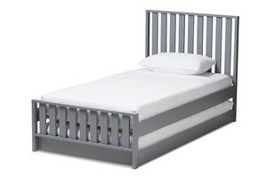 Baxton Studio Harlan Modern Classic Mission Style Grey-Finished Wood Twin Platform Bed with Trundle