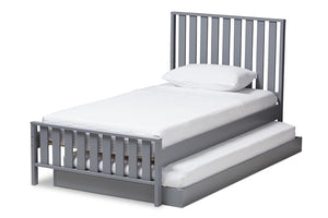 Baxton Studio Harlan Modern Classic Mission Style Grey-Finished Wood Twin Platform Bed with Trundle