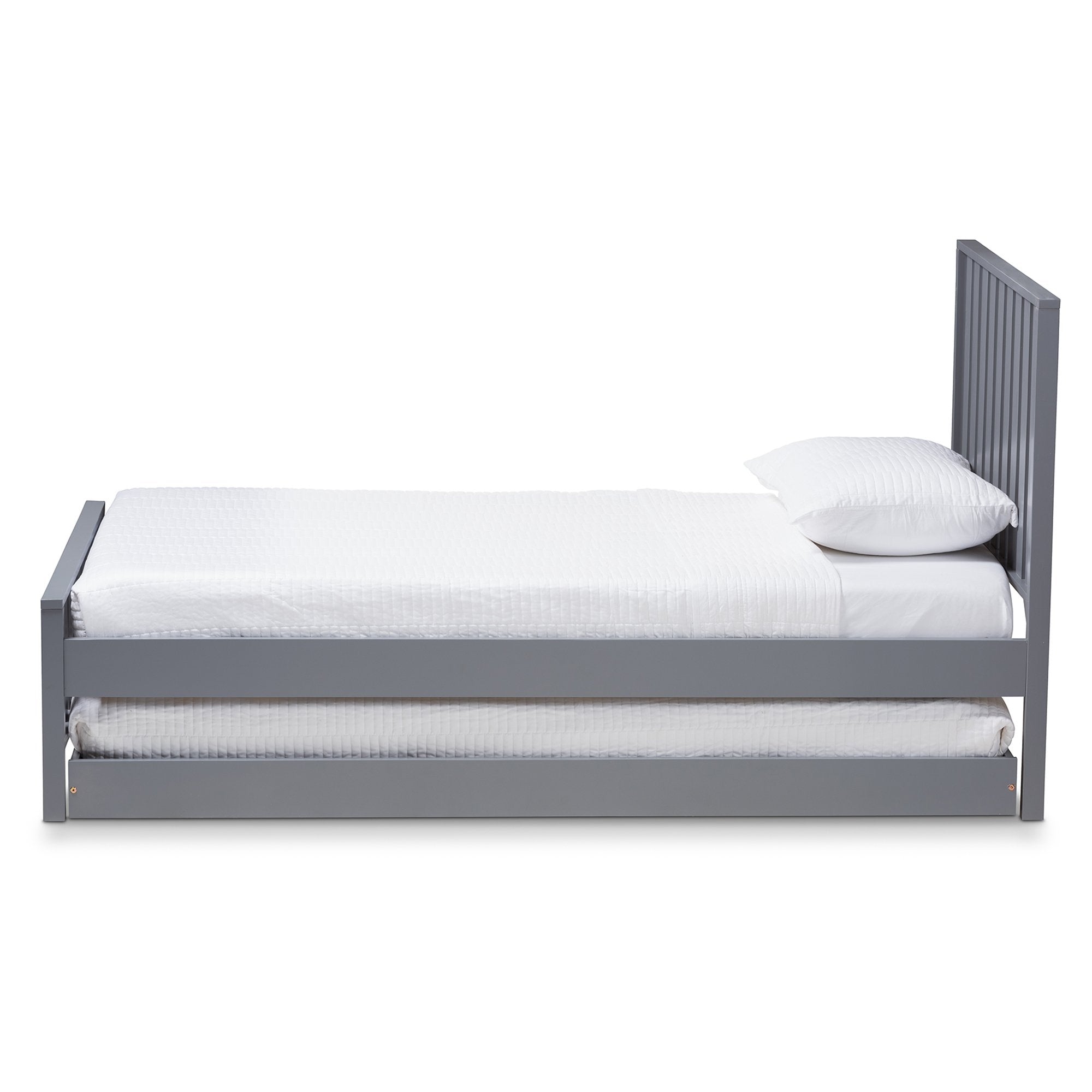 Baxton Studio Harlan Modern Classic Mission Style Grey-Finished Wood Twin Platform Bed with Trundle