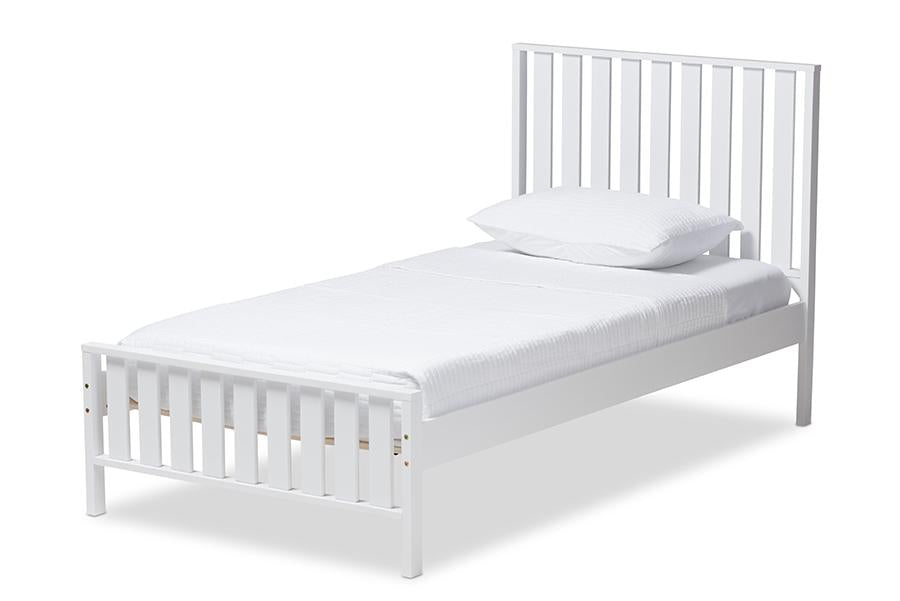 Baxton Studio Harlan Modern Classic Mission Style White-Finished Wood Twin Platform Bed