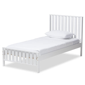 Baxton Studio Harlan Modern Classic Mission Style White-Finished Wood Twin Platform Bed