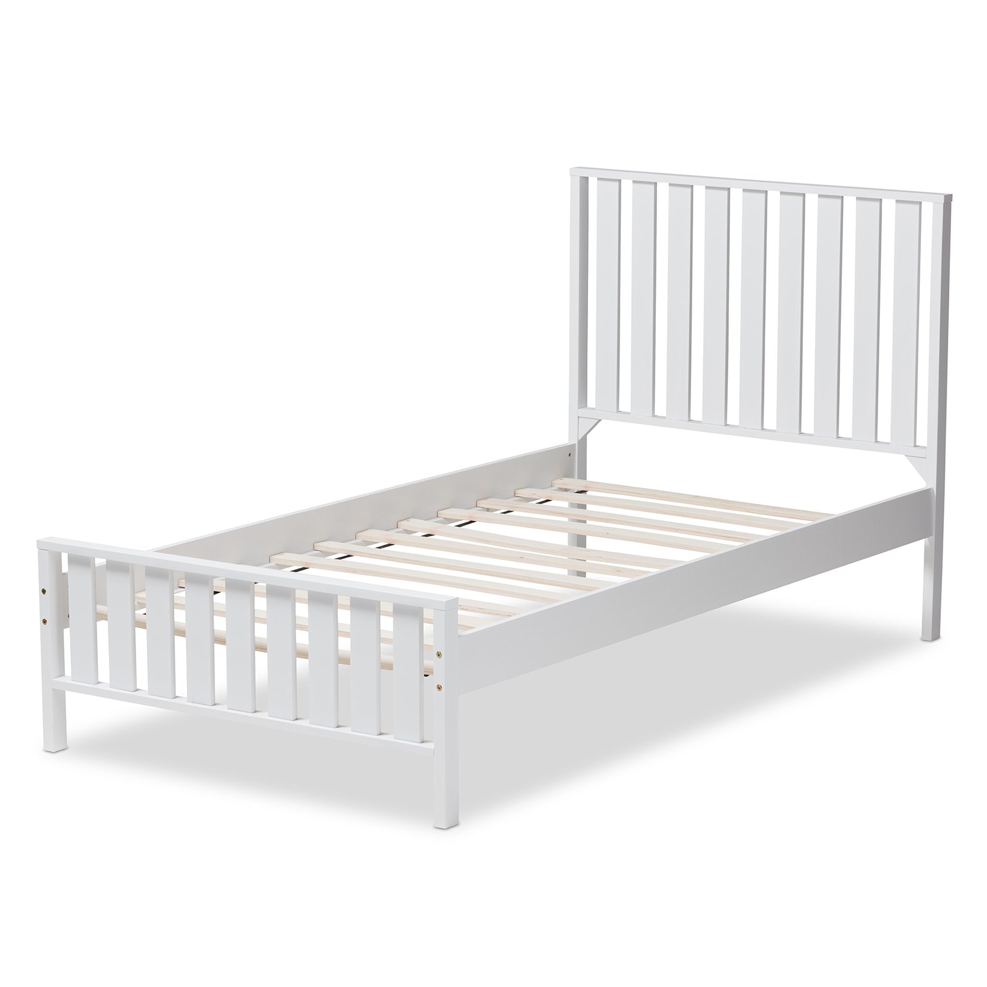 Baxton Studio Harlan Modern Classic Mission Style White-Finished Wood Twin Platform Bed