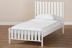 Baxton Studio Harlan Modern Classic Mission Style White-Finished Wood Twin Platform Bed