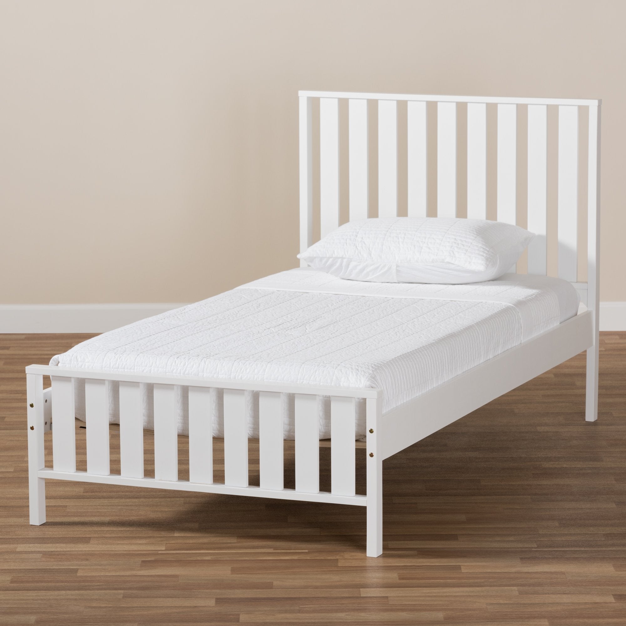 Baxton Studio Harlan Modern Classic Mission Style White-Finished Wood Twin Platform Bed