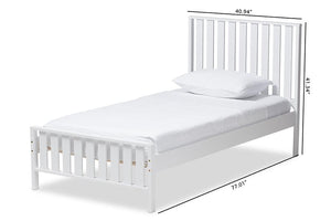 Baxton Studio Harlan Modern Classic Mission Style White-Finished Wood Twin Platform Bed