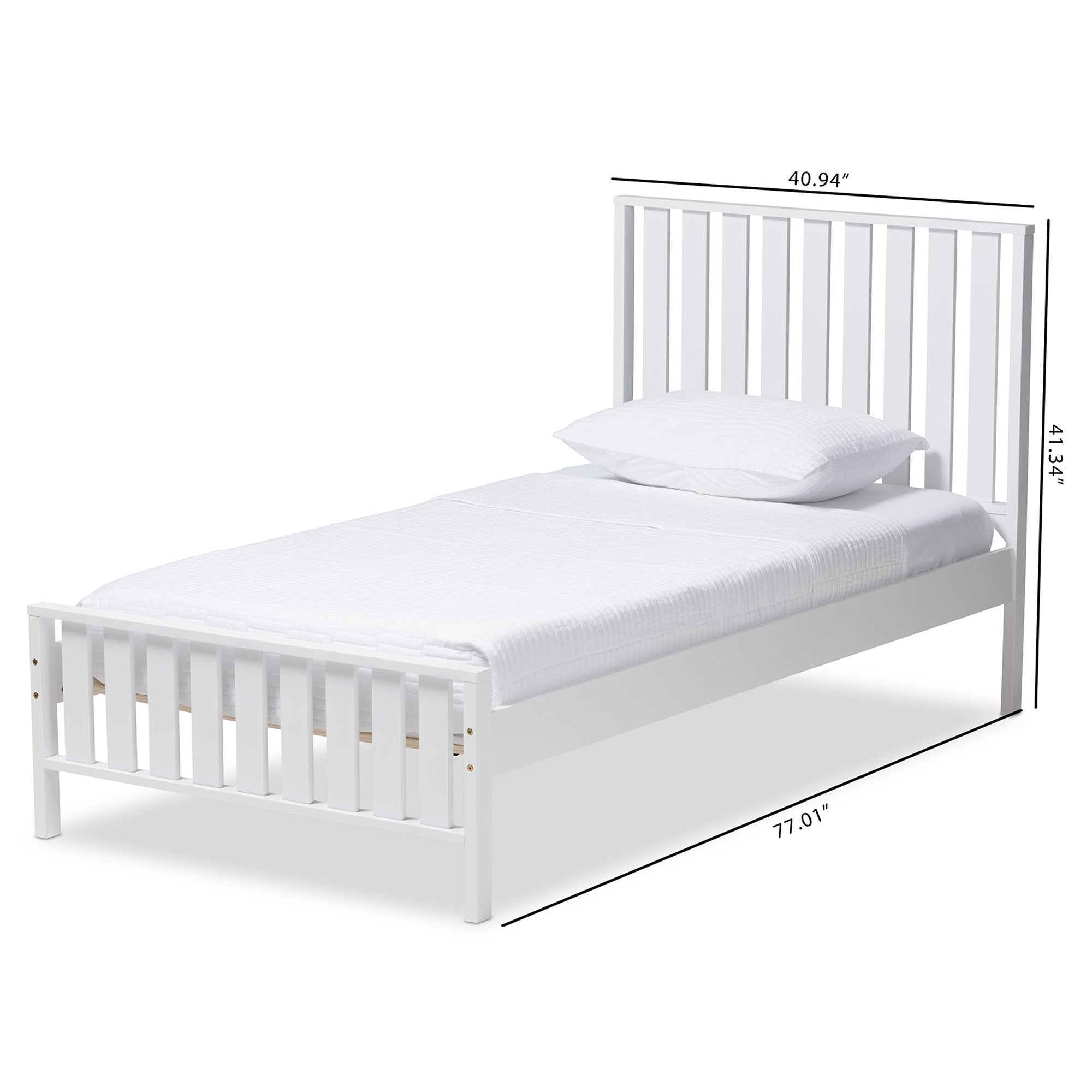 Baxton Studio Harlan Modern Classic Mission Style White-Finished Wood Twin Platform Bed