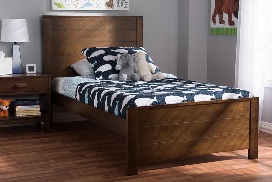 Baxton Studio Catalina Modern Classic Mission Style Brown-Finished Wood Twin Platform Bed