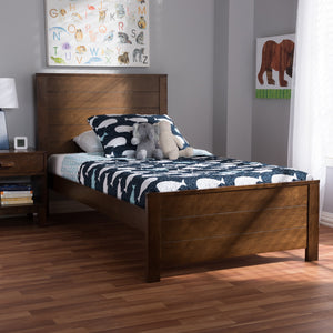 Baxton Studio Catalina Modern Classic Mission Style Brown-Finished Wood Twin Platform Bed