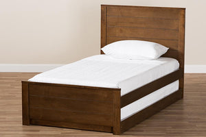 Baxton Studio Catalina Modern Classic Mission Style Brown-Finished Wood Twin Platform Bed with Trundle