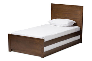 Baxton Studio Catalina Modern Classic Mission Style Brown-Finished Wood Twin Platform Bed with Trundle