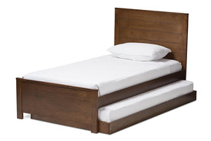 Baxton Studio Catalina Modern Classic Mission Style Brown-Finished Wood Twin Platform Bed with Trundle