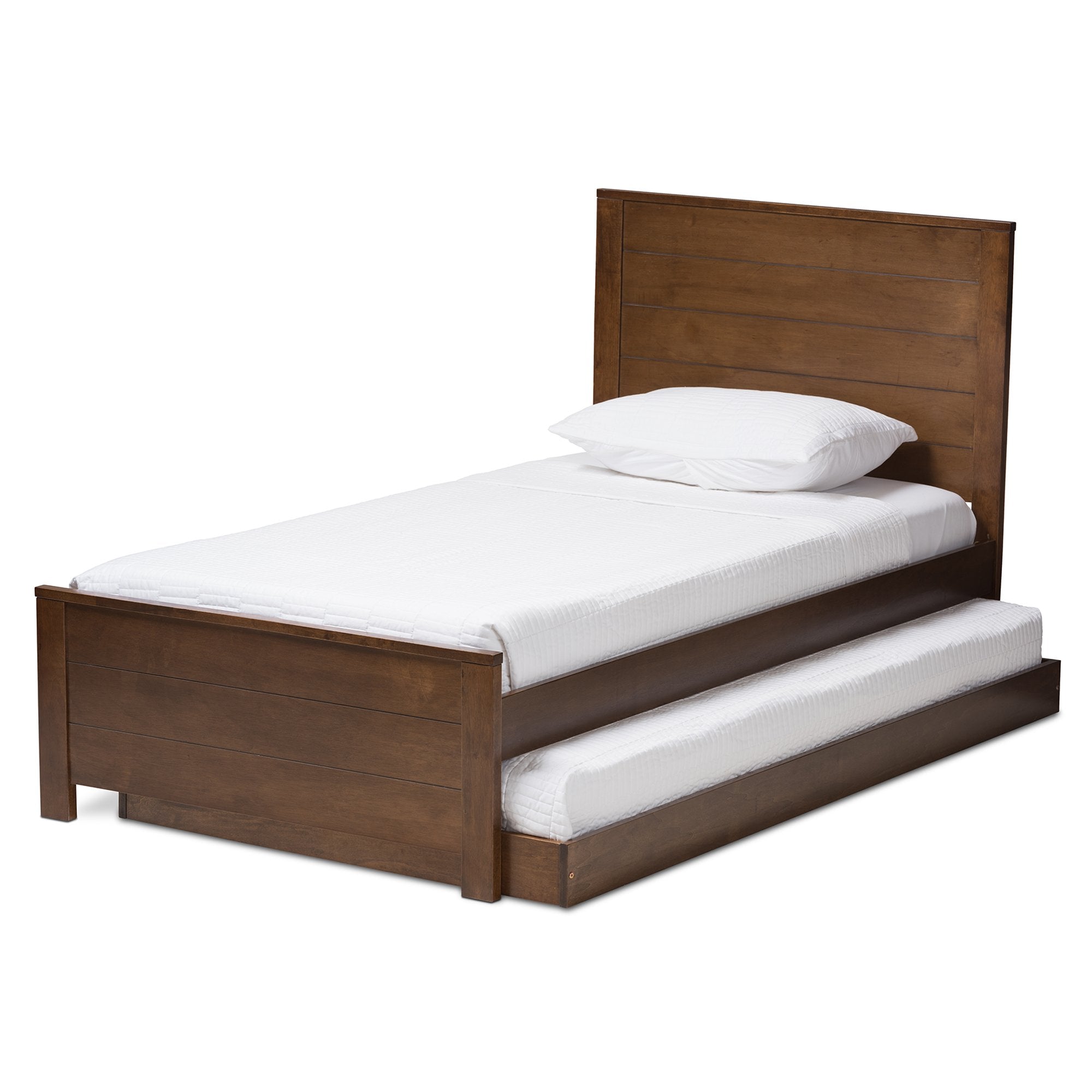 Baxton Studio Catalina Modern Classic Mission Style Brown-Finished Wood Twin Platform Bed with Trundle