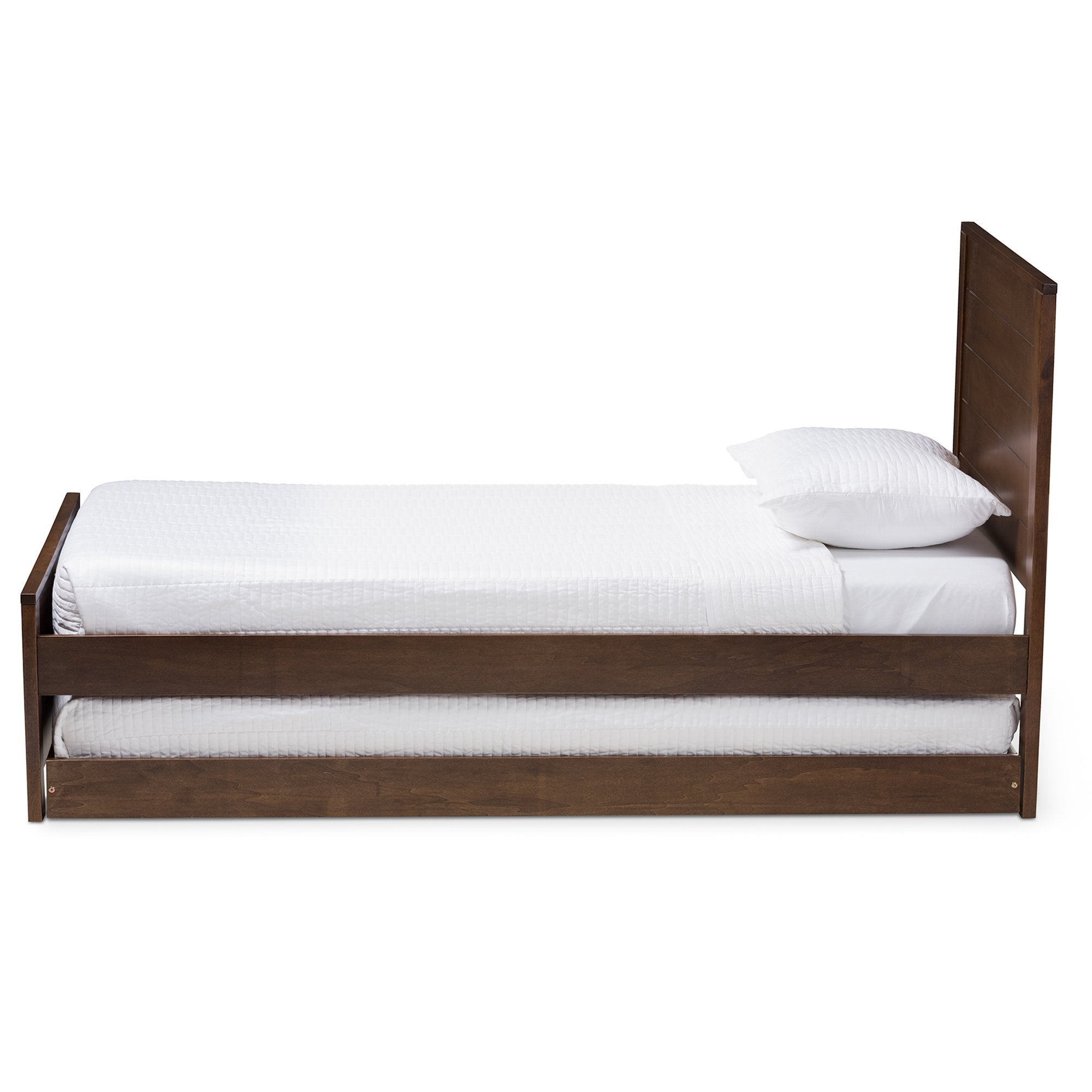 Baxton Studio Catalina Modern Classic Mission Style Brown-Finished Wood Twin Platform Bed with Trundle