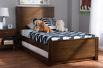 Baxton Studio Catalina Modern Classic Mission Style Brown-Finished Wood Twin Platform Bed with Trundle