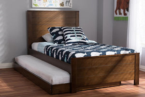 Baxton Studio Catalina Modern Classic Mission Style Brown-Finished Wood Twin Platform Bed with Trundle