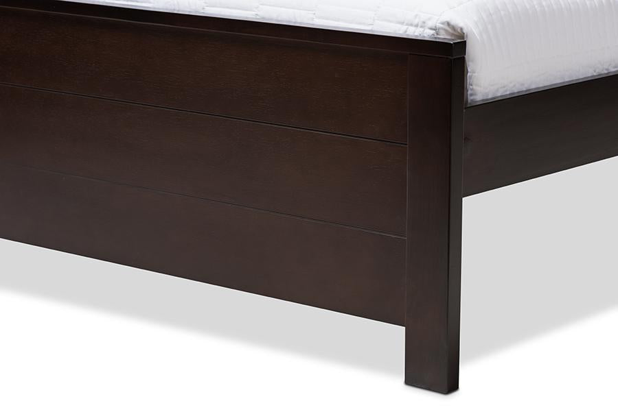 Baxton Studio Catalina Modern Classic Mission Style Dark Brown-Finished Wood Twin Platform Bed