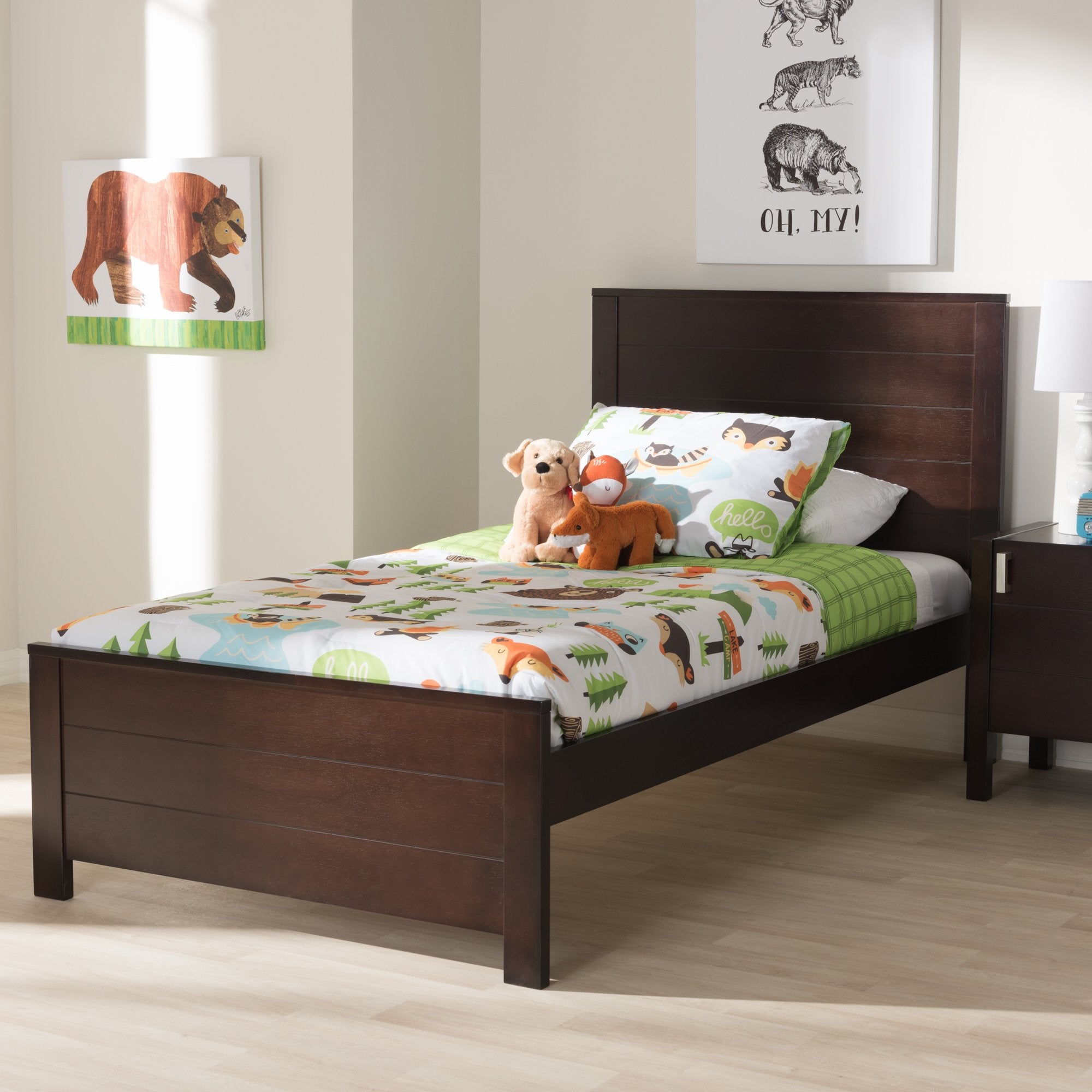 Baxton Studio Catalina Modern Classic Mission Style Dark Brown-Finished Wood Twin Platform Bed