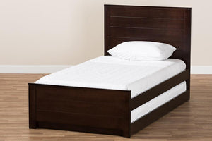 Baxton Studio Catalina Modern Classic Mission Style Dark Brown-Finished Wood Twin Platform Bed with Trundle