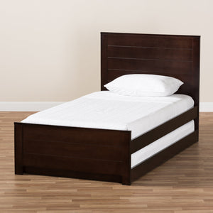 Baxton Studio Catalina Modern Classic Mission Style Dark Brown-Finished Wood Twin Platform Bed with Trundle