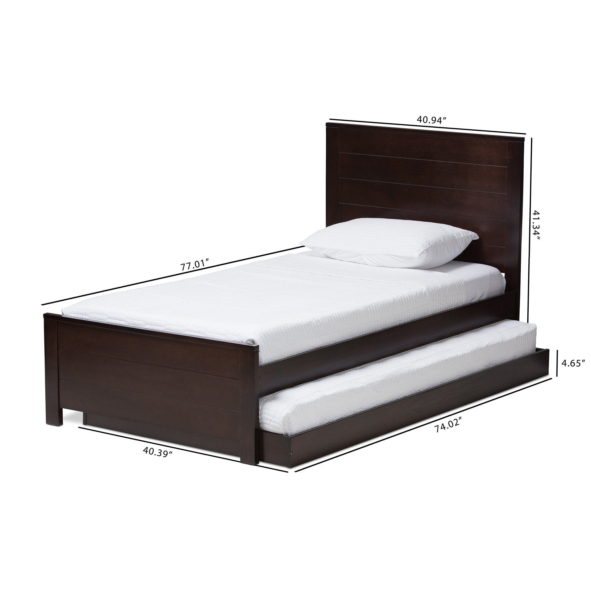 Baxton Studio Catalina Modern Classic Mission Style Dark Brown-Finished Wood Twin Platform Bed with Trundle